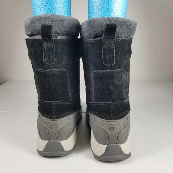 Lands End Black Gray Rubber Waterproof Rain Snow Removeable Liner Boots 8 B - Picture 3 of 5